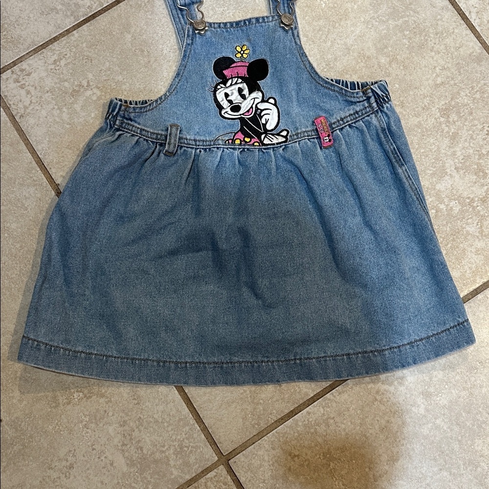 Vintage Mickey & Co Minnie Mouse Denim Jumper Overalls Dress 4T 80s 90s Y2K - Picture 4 of 6